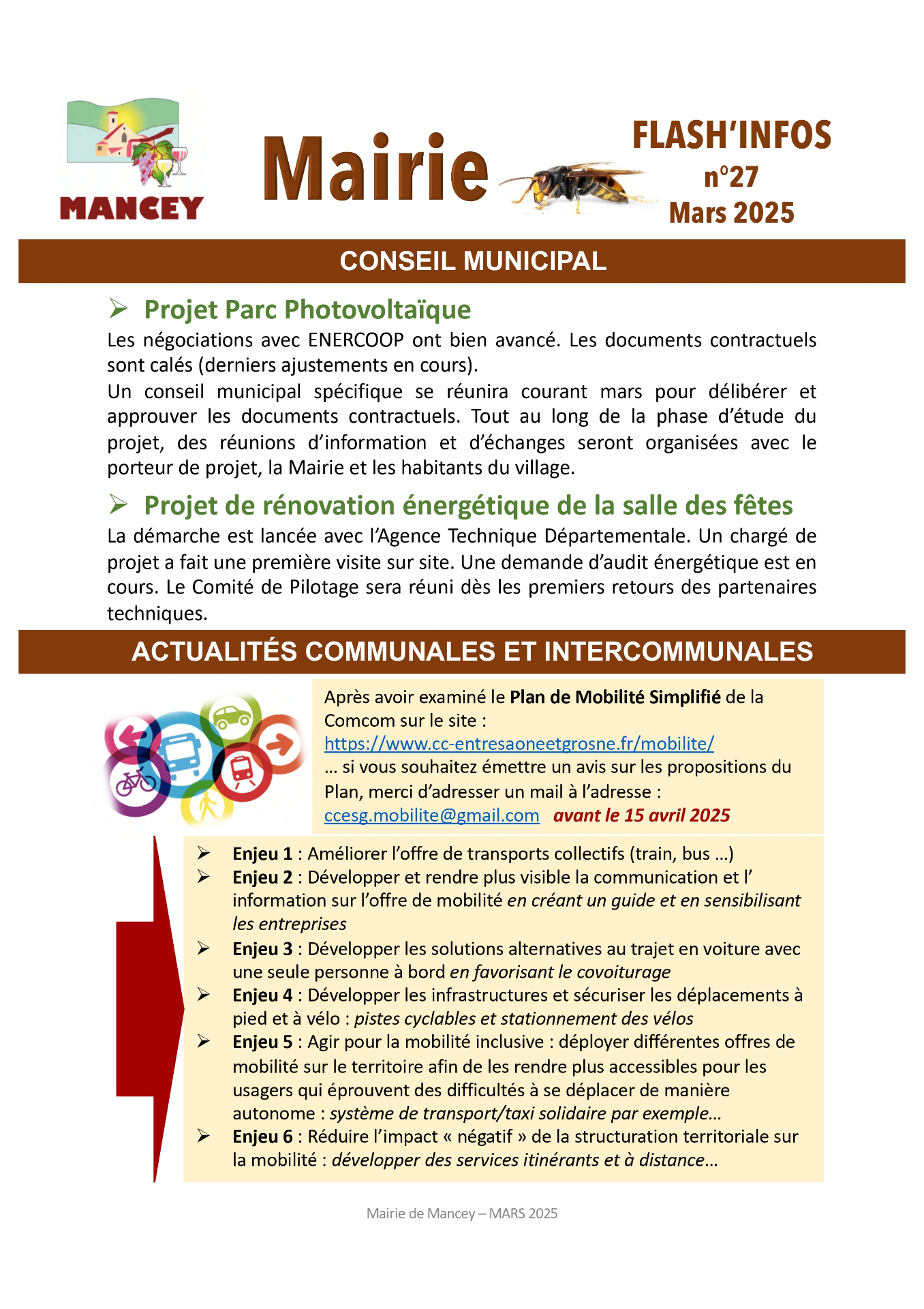 FLASH'INFOS MARS